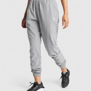 Gymshark Light Gray Athletic Joggers | Stretch Nylon Elastane | Elastic Waist -S